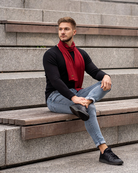 Écharpe pour homme en mérinos Royal Cherry