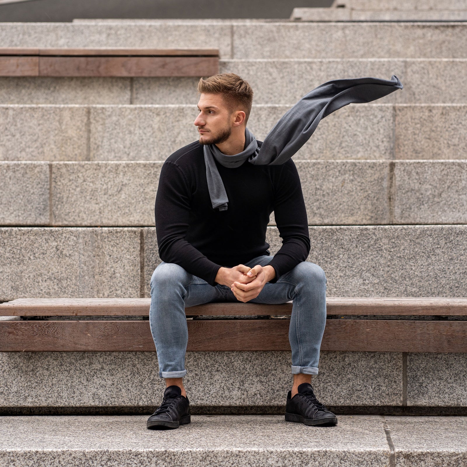 Écharpe en mérinos pour homme Gris Parfait