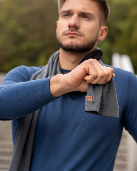 Écharpe en mérinos pour homme Noir/Gris Parfait