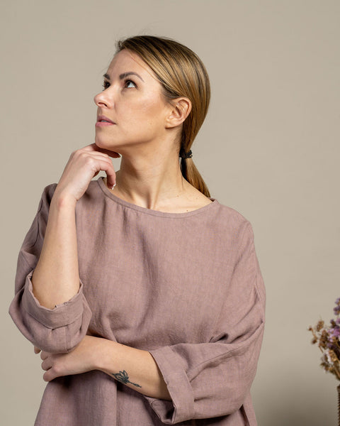 Linen Tunic Dress Selena Faded Rose
