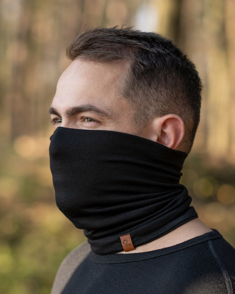 Men&#39;s Merino Neck Gaiter / Face Mask Black