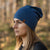 Bonnet en laine mérinos pour femme Denim