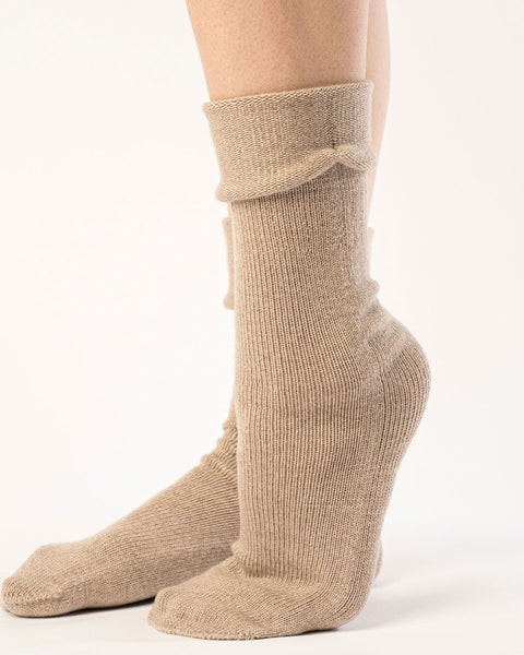 Chaussettes tricotées pour femmes en mérinos beige crème
