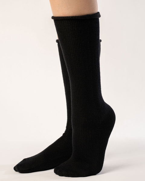 Chaussettes tricotées pour femmes Mérinos Noir