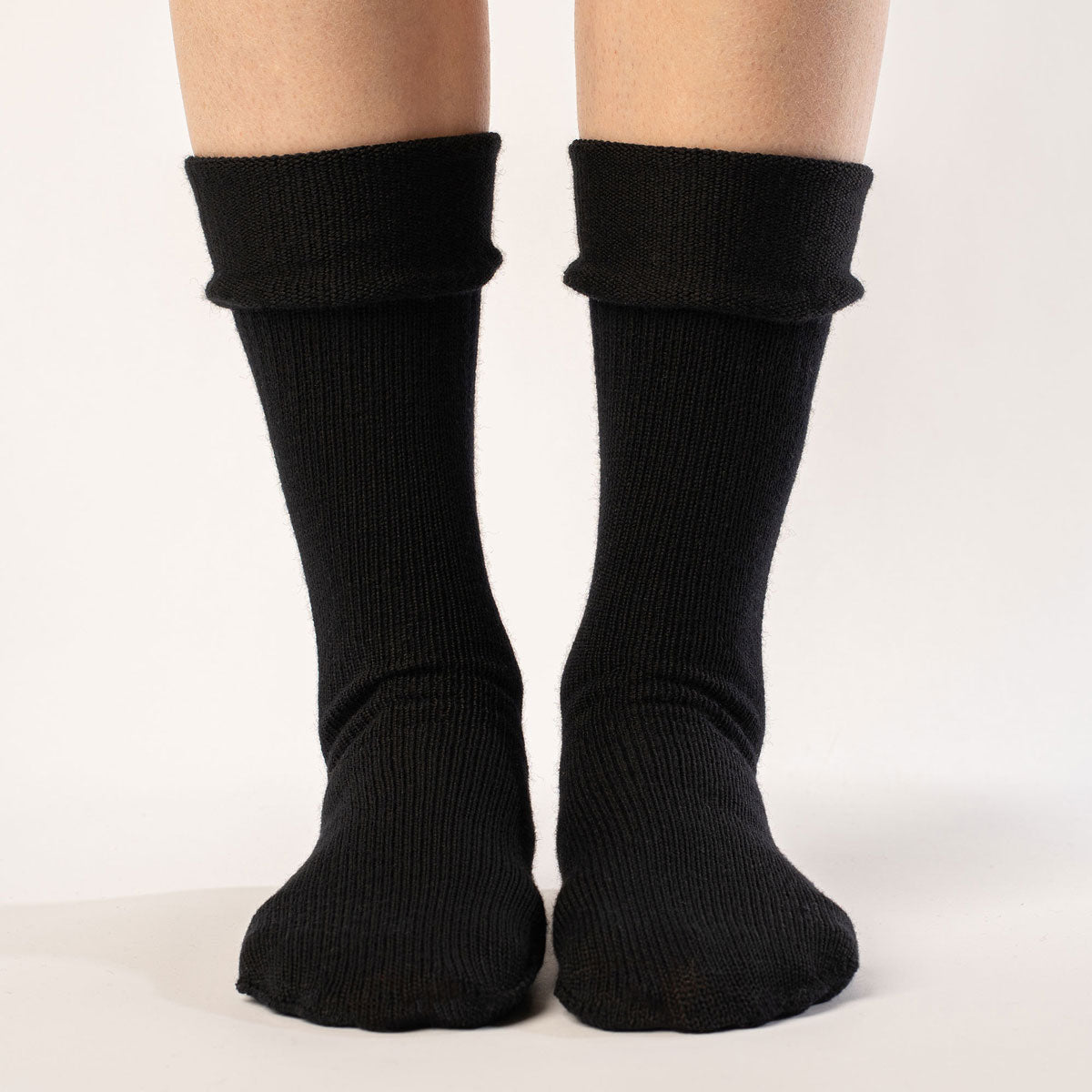 Chaussettes tricotées pour femmes Mérinos Noir