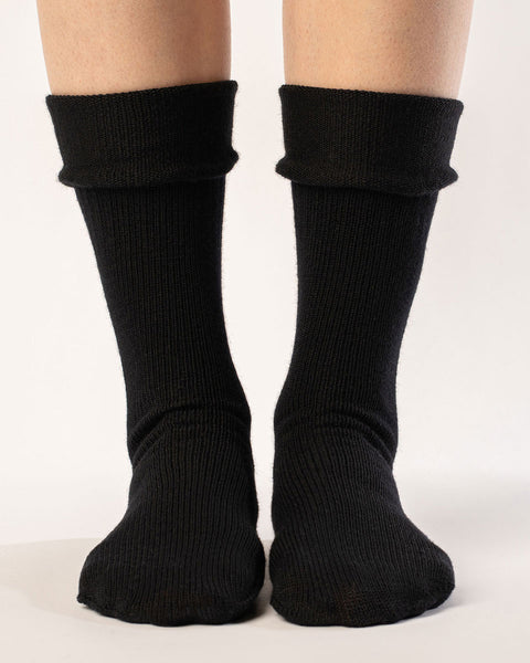 Chaussettes tricotées pour femmes Mérinos Noir