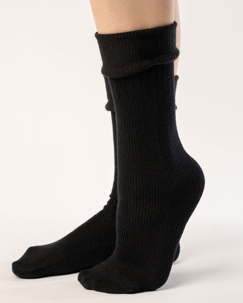 Chaussettes tricotées pour femmes Mérinos Noir