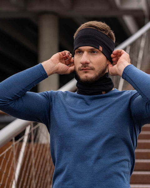 Men&#39;s Headband and Gaiter Set Black